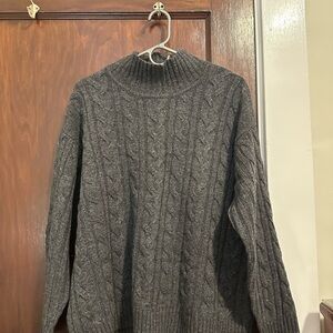 J. Jill Charcoal Cable Knit Turtleneck Sweater